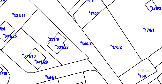 Parcela st. 340/1 v KÚ Edrovice, Katastrální mapa