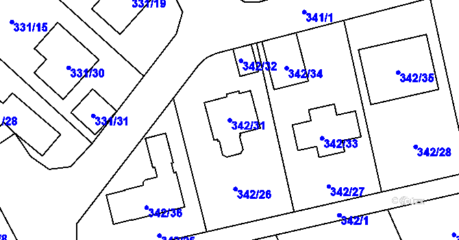 Parcela st. 342/31 v KÚ Edrovice, Katastrální mapa