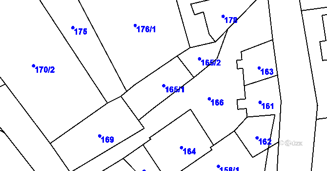 Parcela st. 165/1 v KÚ Edrovice, Katastrální mapa