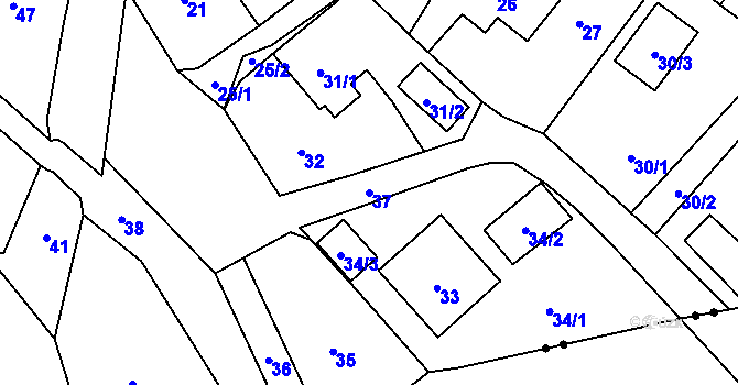 Parcela st. 37 v KÚ Janušov, Katastrální mapa