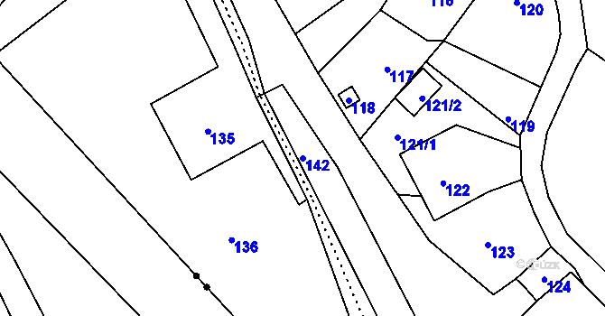 Parcela st. 142 v KÚ Janušov, Katastrální mapa