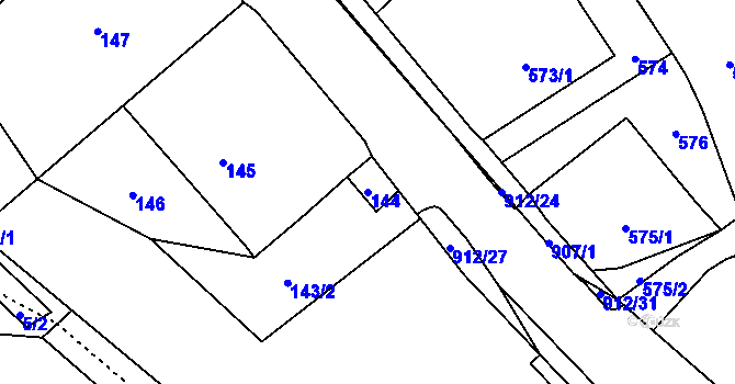 Parcela st. 144 v KÚ Janušov, Katastrální mapa