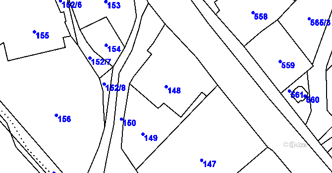 Parcela st. 148 v KÚ Janušov, Katastrální mapa