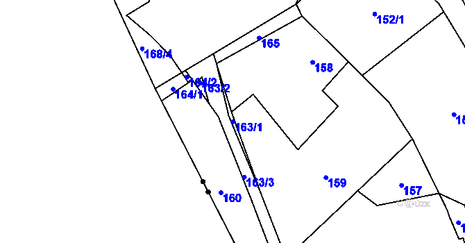 Parcela st. 163/1 v KÚ Janušov, Katastrální mapa