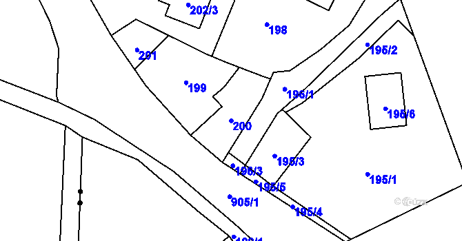 Parcela st. 200 v KÚ Janušov, Katastrální mapa