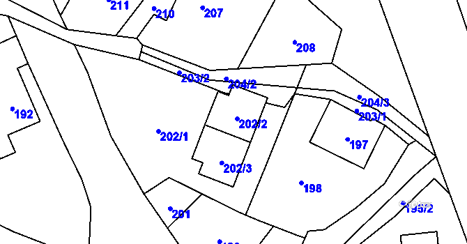 Parcela st. 202/2 v KÚ Janušov, Katastrální mapa