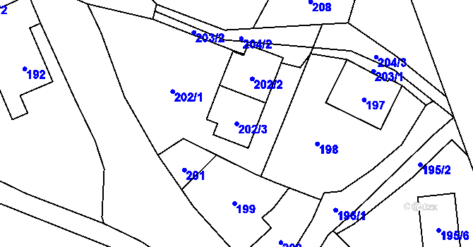 Parcela st. 202/3 v KÚ Janušov, Katastrální mapa