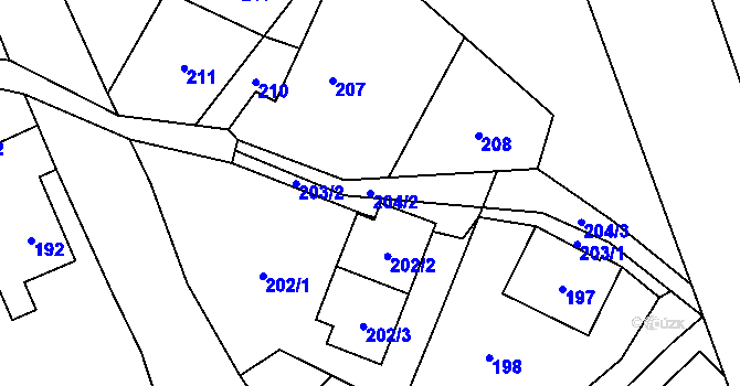 Parcela st. 204/2 v KÚ Janušov, Katastrální mapa