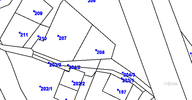 Parcela st. 208 v KÚ Janušov, Katastrální mapa