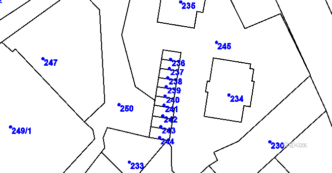 Parcela st. 239 v KÚ Janušov, Katastrální mapa