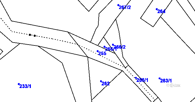 Parcela st. 255 v KÚ Janušov, Katastrální mapa