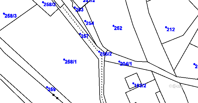 Parcela st. 256/2 v KÚ Janušov, Katastrální mapa