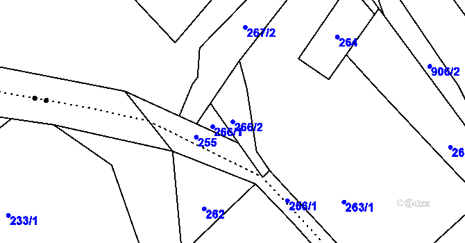 Parcela st. 266/2 v KÚ Janušov, Katastrální mapa