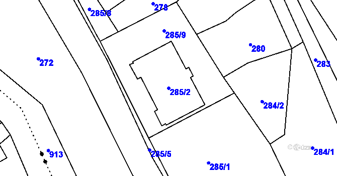 Parcela st. 285/2 v KÚ Janušov, Katastrální mapa