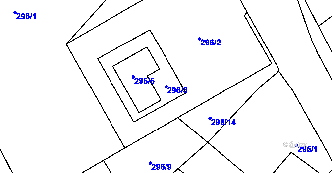 Parcela st. 296/3 v KÚ Janušov, Katastrální mapa