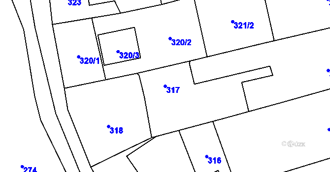 Parcela st. 317 v KÚ Janušov, Katastrální mapa