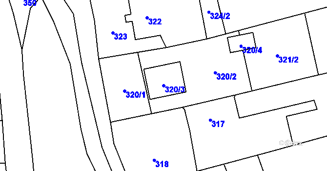 Parcela st. 320/3 v KÚ Janušov, Katastrální mapa