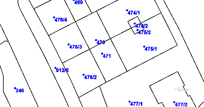 Parcela st. 471 v KÚ Janušov, Katastrální mapa
