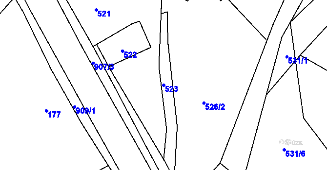 Parcela st. 523 v KÚ Janušov, Katastrální mapa