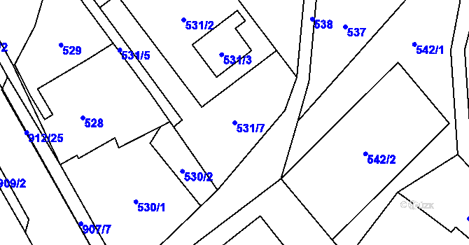 Parcela st. 531/7 v KÚ Janušov, Katastrální mapa