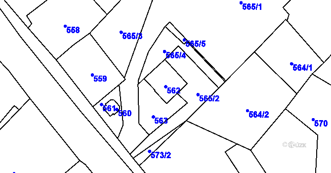 Parcela st. 562 v KÚ Janušov, Katastrální mapa
