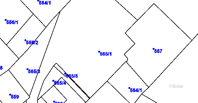 Parcela st. 565/1 v KÚ Janušov, Katastrální mapa