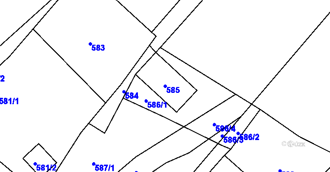Parcela st. 585 v KÚ Janušov, Katastrální mapa