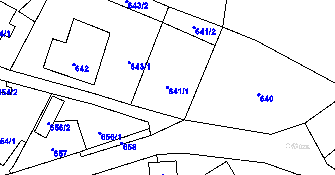 Parcela st. 641/1 v KÚ Janušov, Katastrální mapa