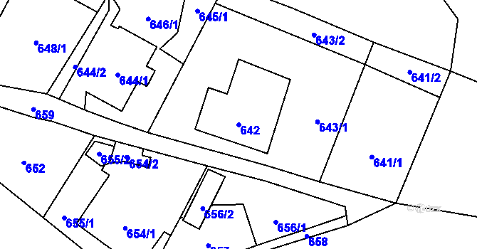 Parcela st. 642 v KÚ Janušov, Katastrální mapa