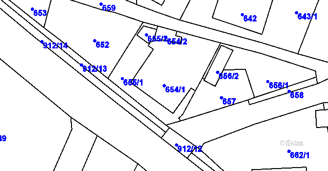 Parcela st. 654/1 v KÚ Janušov, Katastrální mapa