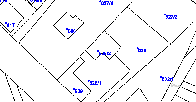 Parcela st. 628/2 v KÚ Janušov, Katastrální mapa