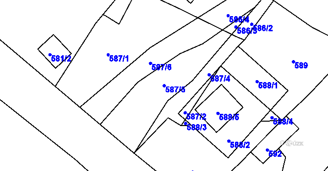 Parcela st. 587/5 v KÚ Janušov, Katastrální mapa