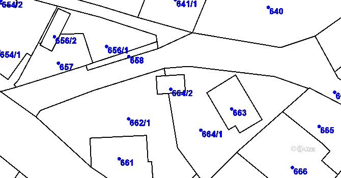 Parcela st. 664/2 v KÚ Janušov, Katastrální mapa