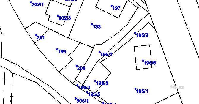 Parcela st. 196/1 v KÚ Janušov, Katastrální mapa