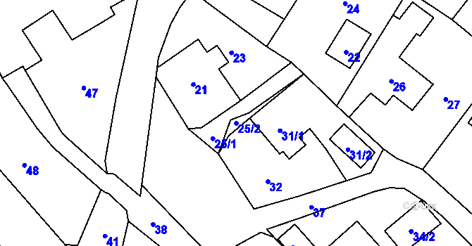Parcela st. 25/2 v KÚ Janušov, Katastrální mapa
