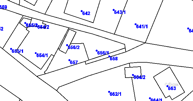 Parcela st. 656/1 v KÚ Janušov, Katastrální mapa