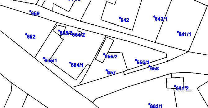 Parcela st. 656/2 v KÚ Janušov, Katastrální mapa