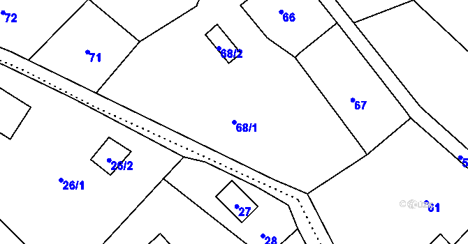 Parcela st. 68/1 v KÚ Janušov, Katastrální mapa