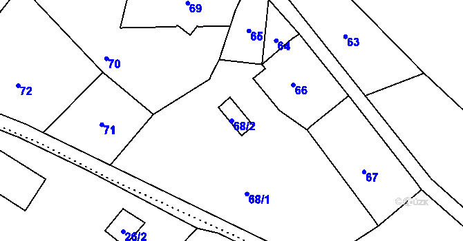 Parcela st. 68/2 v KÚ Janušov, Katastrální mapa