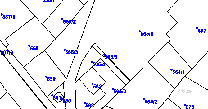 Parcela st. 565/5 v KÚ Janušov, Katastrální mapa