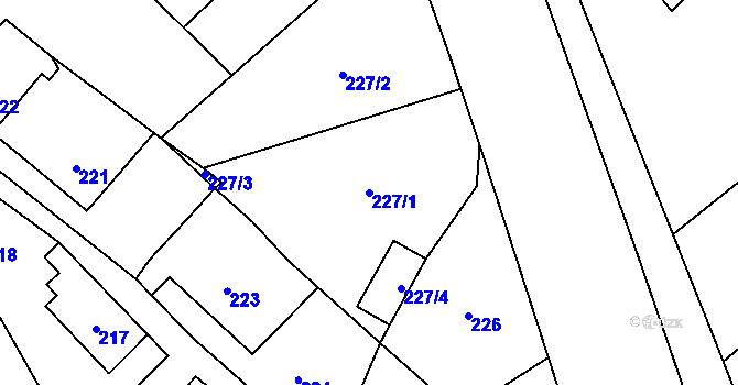 Parcela st. 227/1 v KÚ Janušov, Katastrální mapa
