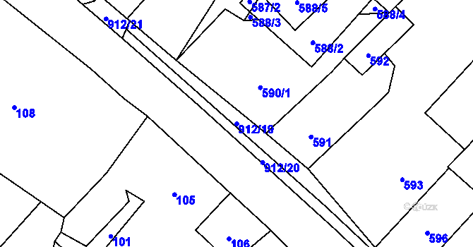 Parcela st. 912/19 v KÚ Janušov, Katastrální mapa