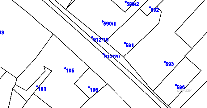 Parcela st. 912/20 v KÚ Janušov, Katastrální mapa