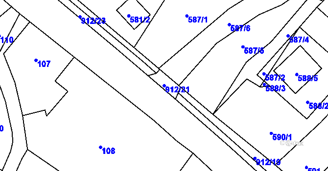 Parcela st. 912/21 v KÚ Janušov, Katastrální mapa