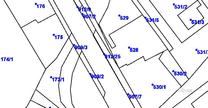 Parcela st. 912/25 v KÚ Janušov, Katastrální mapa