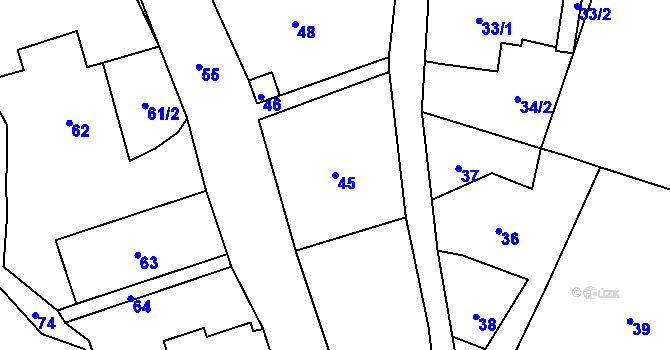 Parcela st. 45 v KÚ Jamartice, Katastrální mapa