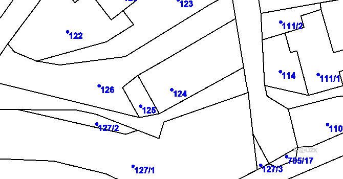 Parcela st. 124 v KÚ Jamartice, Katastrální mapa
