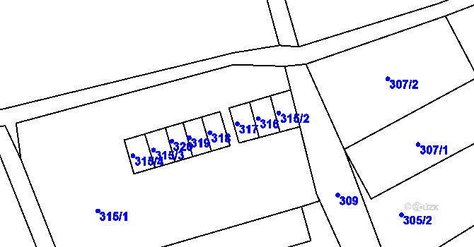 Parcela st. 317 v KÚ Jamartice, Katastrální mapa
