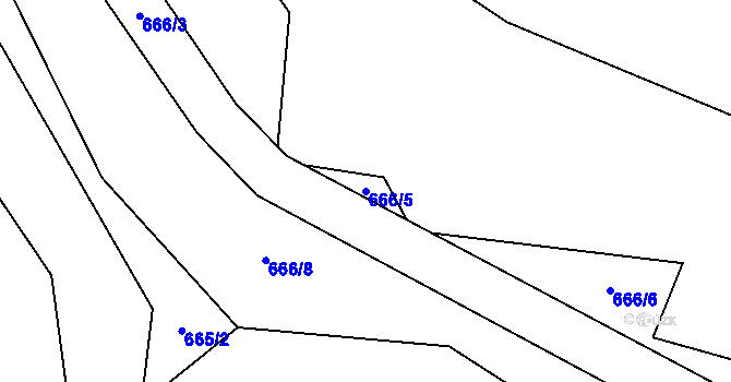 Parcela st. 666/5 v KÚ Jamartice, Katastrální mapa