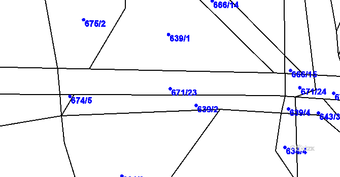 Parcela st. 671/23 v KÚ Jamartice, Katastrální mapa